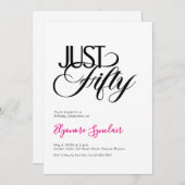 Minimal Just Fifty 50th Birthday Party Kaart (Voorkant / Achterkant)