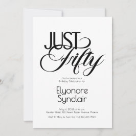 Minimal Just Fifty 50th Birthday Party Kaart