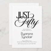 Minimal Just Fifty 50th Birthday Party Kaart (Voorkant / Achterkant)