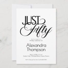 Minimal Just Fifty 50th Birthday Party Kaart