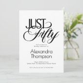 Minimal Just Fifty 50th Birthday Party Kaart (Staand voorkant)