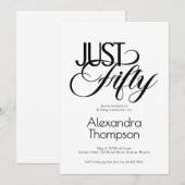 Minimal Just Fifty 50th Birthday Party Kaart (Voorkant / Achterkant)