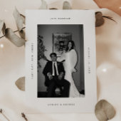 Minimal 'Just Married' Black White Photo Elopement Aankondiging