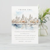 Minimal Kansas City Missouri Waterverf bruiloft Bedankkaart (Staand voorkant)