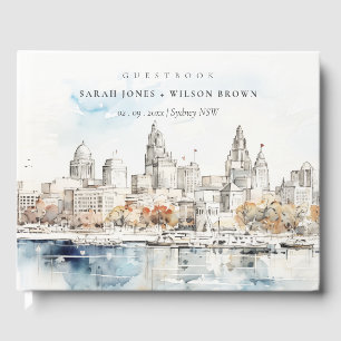 Minimal Kansas City Missouri Waterverf bruiloft Gastenboek