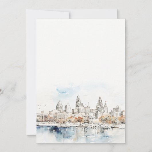 Minimal Kansas City Missouri Waterverf bruiloft Kaart (Achterkant)