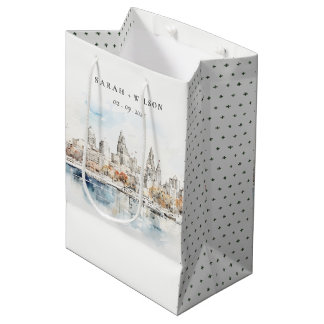 Minimal Kansas City Missouri Waterverf bruiloft Medium Cadeauzakje
