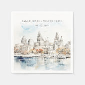 Minimal Kansas City Missouri Waterverf bruiloft Servet (Voorkant)