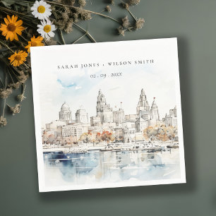 Minimal Kansas City Missouri Waterverf bruiloft Servet