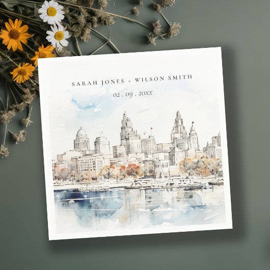 Minimal Kansas City Missouri Waterverf bruiloft Servet