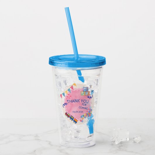 Minimal Kinder Waterverf Thema Leuk Verjaardagsfee Acryl Drinkbeker (Voorkant ijs)