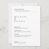 Minimal Lab Report Style Wedding Kaart (Voorkant)