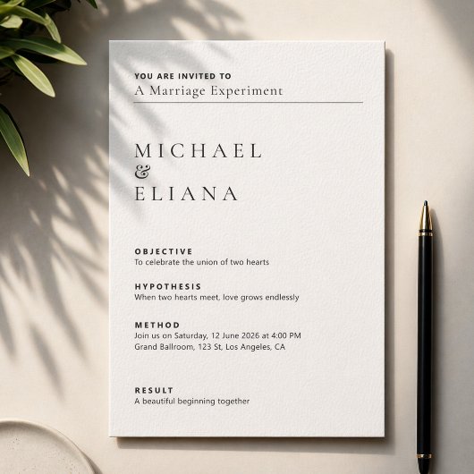 Minimal Lab Report Style Wedding Kaart