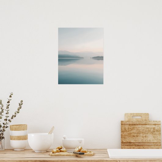 Minimal Lake Reflection Wall Art Poster (Keuken)