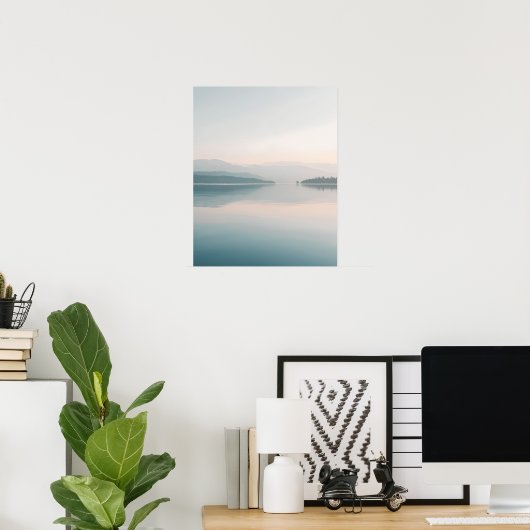 Minimal Lake Reflection Wall Art Poster (Thuiskantoor)