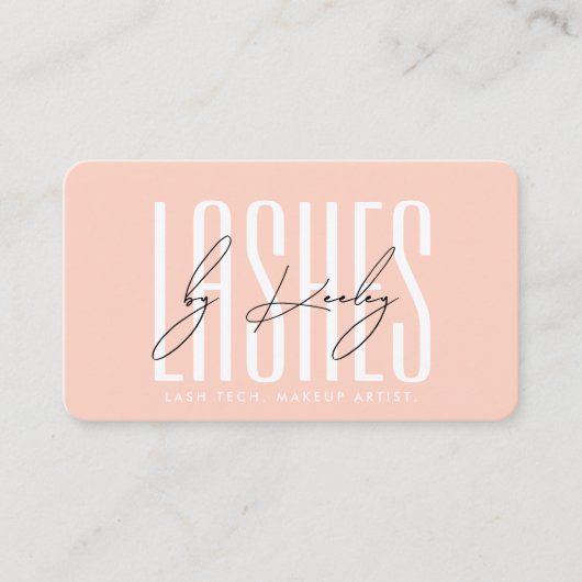 Minimal Lash Tech Make-up Artist Peach Modern Visitekaartje (Voorkant)