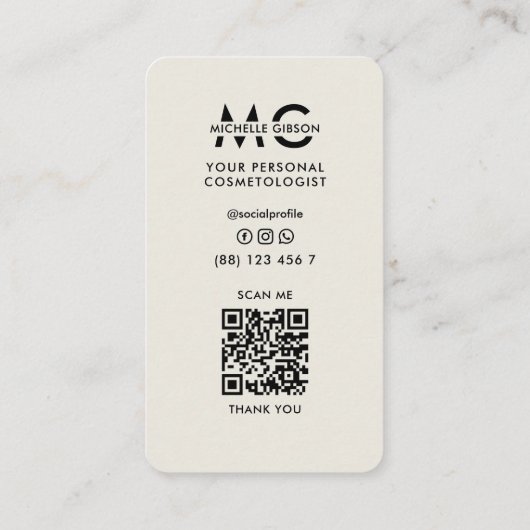 Minimal Lashes Tech Make-up Artist Tan Beige Visitekaartje (Achterkant)