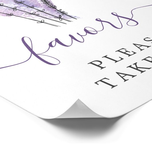 Minimal Lavender Purple Favors Sign Poster (Hoek)