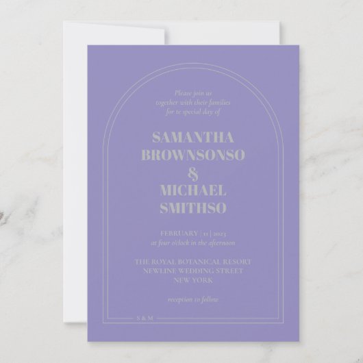 Minimal Lavender Silver Simple Wedding Kaart (Voorkant)