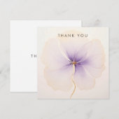 Minimal Lavender Watercolor Flower Bedankkaart (Voorkant / Achterkant)