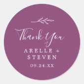 Minimal Leaf Berry Paarse Dank u voor Sticker (Voorkant)