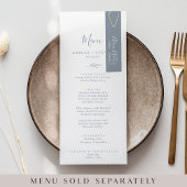 Minimal Leaf Blauw Wit DIY Wedding Place Cards Kaart