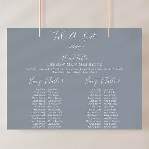 Minimal Leaf Blue Banket Wedding Zitting Grafiek Poster