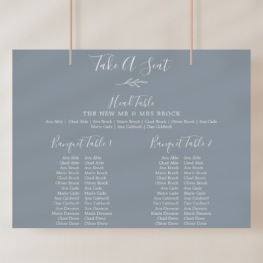Minimal Leaf Blue Banket Wedding Zitting Grafiek Poster