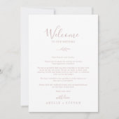 Minimal Leaf Blush Roze Welkomstbrief & Routebesch (Voorkant)