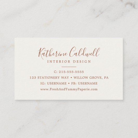 Minimal Leaf | Boho Cream Business Card Visitekaartje (Achterkant)