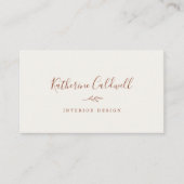 Minimal Leaf | Boho Cream Business Card Visitekaartje (Voorkant)