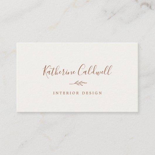Minimal Leaf | Boho Cream Business Card Visitekaartje (Voorkant)