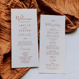 Minimal Leaf | Boho Cream Wedding Program Programmakaart