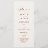 Minimal Leaf | Boho Cream Wedding Program Programmakaart (Voorkant)