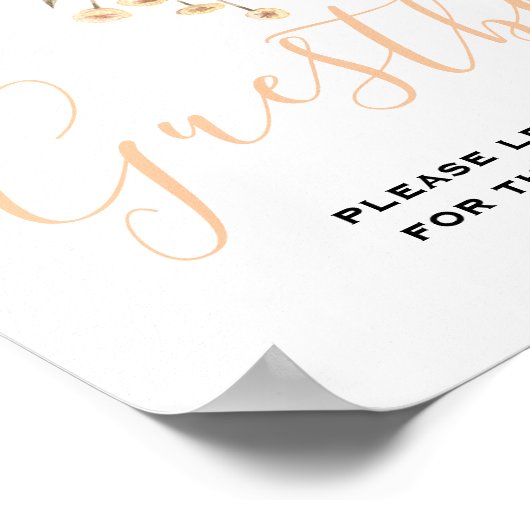 Minimal Leaf Boho Floral Bruiloft gastenboek teken Poster (Hoek)