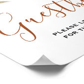 Minimal Leaf Boho Floral Bruiloft gastenboek teken Poster (Hoek)