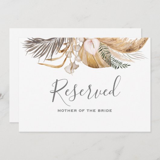 Minimal Leaf Boho Floral Bruiloft gereserveerd tek Kaart (Voorkant / Achterkant)