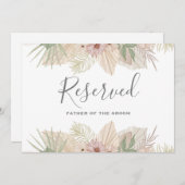 Minimal Leaf Boho Floral Bruiloft gereserveerd tek Kaart (Voorkant / Achterkant)