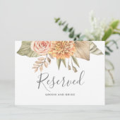 Minimal Leaf Boho Floral Bruiloft gereserveerd tek Kaart (Staand voorkant)