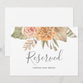 Minimal Leaf Boho Floral Bruiloft gereserveerd tek Kaart (Voorkant / Achterkant)