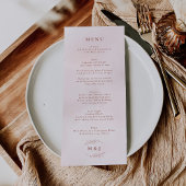Minimal Leaf Boho Pink Elegant Wedding Menu