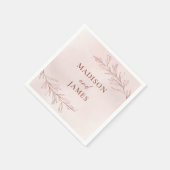 Minimal Leaf Boho Pink Elegant Wedding Servet (Hoek)