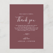 Minimal Leaf Bourgondië Dank u Receptie Kaart (Voorkant)