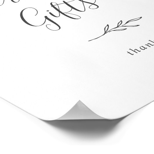 Minimal Leaf | Dark Gray Cards and Gifts Sign Poster (Hoek)