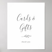 Minimal Leaf | Dark Gray Cards and Gifts Sign Poster (Voorkant)