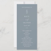Minimal Leaf Dusty Blue en White Wedding Program (Voorkant)