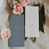 Minimal Leaf Dusty Blue en White Wedding Program