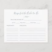 Minimal Leaf Dusty Blue Vrijgezellenfeest Recept K Briefkaart (Voorkant)