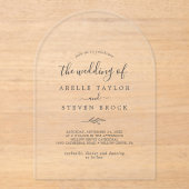 Minimal Leaf Fancy Modern Eenvoudig Botanisch Huwe Acryl Uitnodigingen (Voorkant)