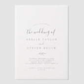 Minimal Leaf Fancy Modern Eenvoudig Botanisch Huwe Vellum Uitnodigingen (Voorkant)